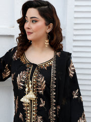 Black Chiffon Embroidered Suit – Maryam Fashions - Maryam Fashions