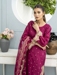 Magenta Embroidered Silk Suit | Maryam Fashions - Maryam Fashions