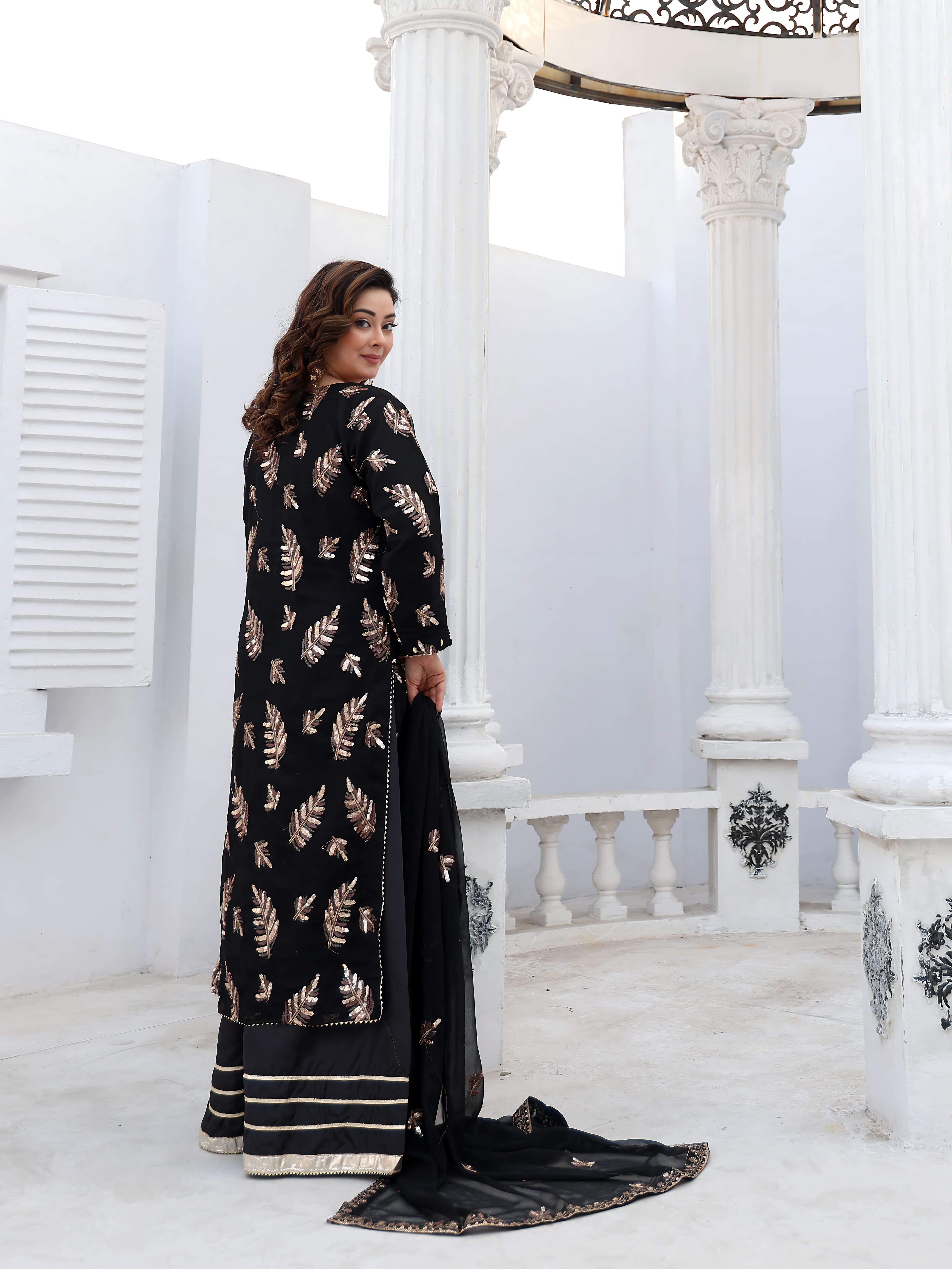 Black Chiffon Embroidered Suit – Maryam Fashions - Maryam Fashions