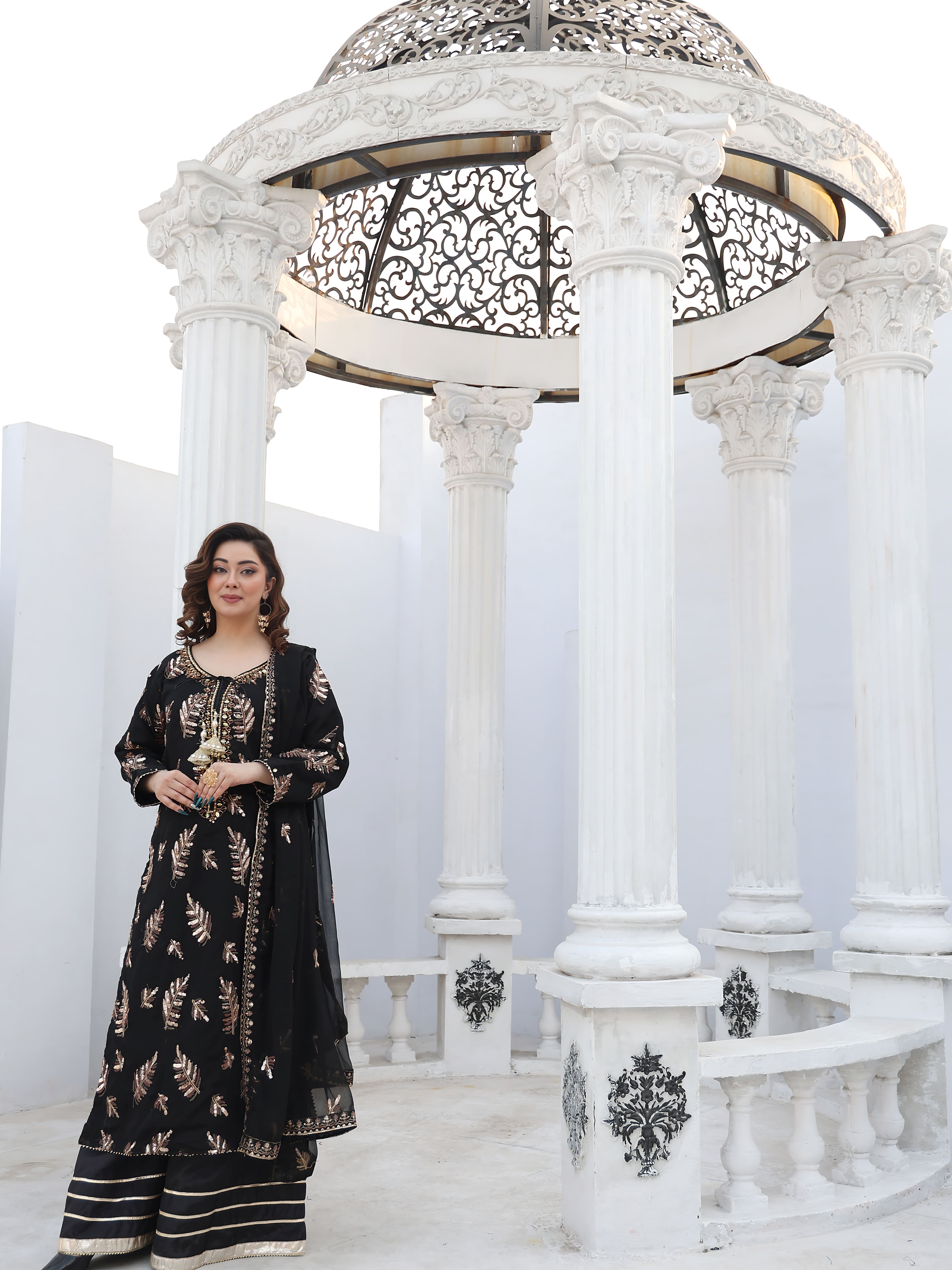 Black Chiffon Embroidered Suit – Maryam Fashions - Maryam Fashions